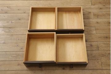 中古　美品　松本民芸家具　立体的なデザインが目を引くA型脇棚(サイドチェスト、引き出し)(定価約13万8千円)(R-059962)
