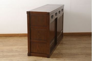 中古　美品　総欅(ケヤキ)材　和モダンな雰囲気を醸し出す水屋箪笥サイドボード(サイドキャビネット、食器棚、戸棚、収納棚)(R-059970)