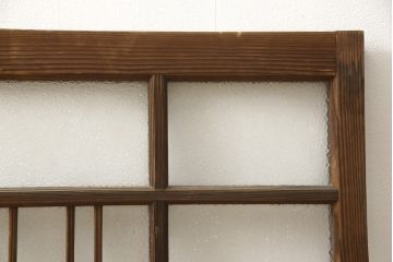 和製アンティーク　木枠のデザインが昭和な雰囲気を醸し出すガラス窓2枚セット(ガラス戸、引き戸、建具)(R-059978)