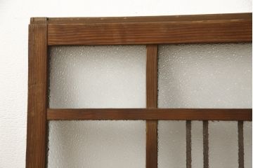 和製アンティーク　木枠のデザインが昭和な雰囲気を醸し出すガラス窓2枚セット(ガラス戸、引き戸、建具)(R-059978)