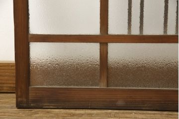 和製アンティーク　木枠のデザインが昭和な雰囲気を醸し出すガラス窓2枚セット(ガラス戸、引き戸、建具)(R-059978)
