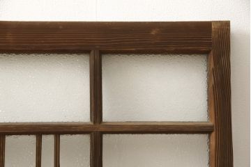 和製アンティーク　木枠のデザインが昭和な雰囲気を醸し出すガラス窓2枚セット(ガラス戸、引き戸、建具)(R-059979)