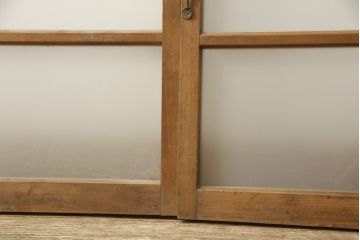 アンティーク建具　昭和レトロな雰囲気漂うすりガラス入りの引き戸2枚セット(窓、ガラス戸)(R-059980)