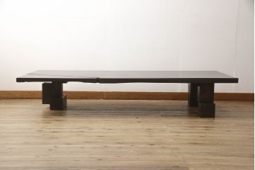 和製ビンテージ 　杉材　天板一枚板　天板や脚のデザインが凝っているコンテンポラリーデザインの座卓(ヴィンテージ、ローテーブル)(R-059982)