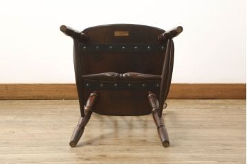 中古　松本民芸家具　16型スピンドルチェア　ゆったりと座れるダイニングチェア(板座チェア、椅子、イス)(R-059985)