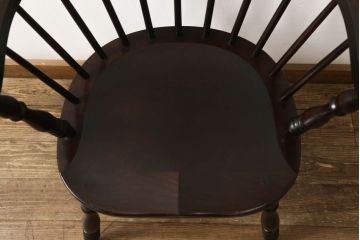 中古　松本民芸家具　#91型　落ち着きのある大人カフェ風インテリアが叶うキャプテンチェア(アームチェア、板座チェア、椅子、ダイニングチェア、イス)(R-059987)