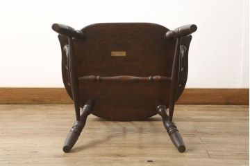 中古　松本民芸家具　#91型　落ち着きのある大人カフェ風インテリアが叶うキャプテンチェア(アームチェア、板座チェア、椅子、ダイニングチェア、イス)(R-059987)