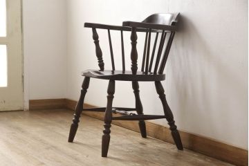 中古　松本民芸家具　#91型　落ち着きのある大人カフェ風インテリアが叶うキャプテンチェア(アームチェア、板座チェア、椅子、ダイニングチェア、イス)(R-059988)