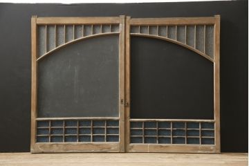 和製アンティーク　大正ロマン　色ガラスが目を惹く窓2枚セット(ガラス戸、引き戸、建具)(R-060004)