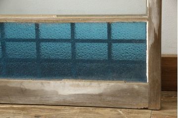 和製アンティーク　大正ロマン　色ガラスが目を惹く窓2枚セット(ガラス戸、引き戸、建具)(R-060004)
