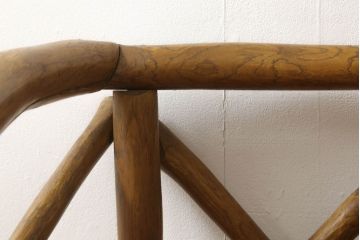 中古　レア　高級輸入家具　ドイツ　重厚で見た目よりしっかり!　自然の木材の形をそのまま活かした丸太チェア(丸太イス、木製チェア、ダイニングチェア、アームチェア、板座チェア、椅子)(R-060012)