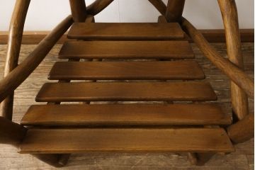 中古　レア　高級輸入家具　ドイツ　重厚で見た目よりしっかり!　自然の木材の形をそのまま活かした丸太チェア(丸太イス、木製チェア、ダイニングチェア、アームチェア、板座チェア、椅子)(R-060013)
