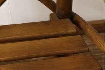中古　レア　高級輸入家具　ドイツ　重厚で見た目よりしっかり!　自然の木材の形をそのまま活かした丸太チェア(丸太イス、木製チェア、ダイニングチェア、アームチェア、板座チェア、椅子)(R-060013)