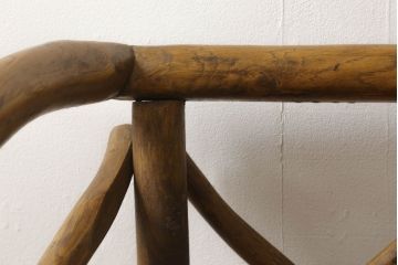 中古　レア　高級輸入家具　ドイツ　重厚で見た目よりしっかり!　自然の木材の形をそのまま活かした丸太チェア(丸太イス、木製チェア、ダイニングチェア、アームチェア、板座チェア、椅子)(R-060014)