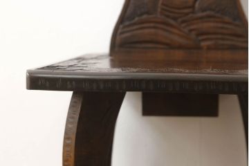 中古　伝統工芸　軽井沢彫り　隅々まで施された桜の彫刻が目を惹くダイニングチェア(板座チェア、椅子)(R-060015)