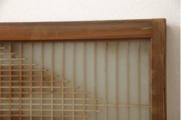 和製ビンテージ　両面ガラス　組子細工が上品なガラス入り欄間2枚セット(ヴィンテージ、明かり取り、明り取り、建具)(R-060016)