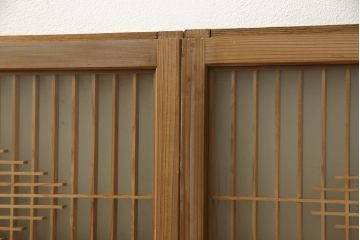 和製ビンテージ　両面ガラス　組子細工が上品なガラス入り欄間2枚セット(ヴィンテージ、明かり取り、明り取り、建具)(R-060017)