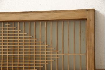 和製ビンテージ　両面ガラス　組子細工が上品なガラス入り欄間2枚セット(ヴィンテージ、明かり取り、明り取り、建具)(R-060017)