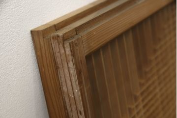 和製ビンテージ　両面ガラス　組子細工が上品なガラス入り欄間2枚セット(ヴィンテージ、明かり取り、明り取り、建具)(R-060017)
