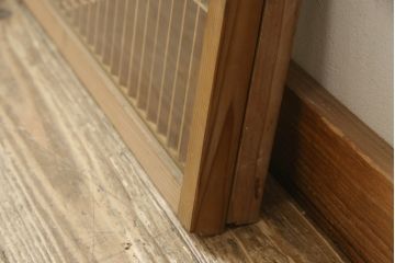 和製ビンテージ　両面ガラス　組子細工が上品なガラス入り欄間2枚セット(ヴィンテージ、明かり取り、明り取り、建具)(R-060017)