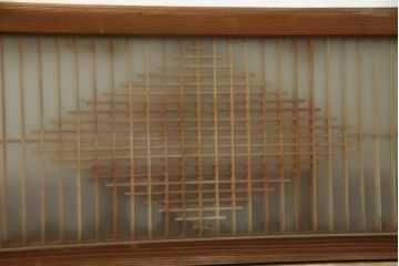 和製ビンテージ　両面ガラス　組子細工が上品なガラス入り欄間2枚セット(ヴィンテージ、明かり取り、明り取り、建具)(R-060017)