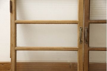 和製アンティーク　モールガラスとダイヤガラスがレトロな雰囲気を醸し出す小窓2枚セット(ガラス扉、建具)(R-060023)