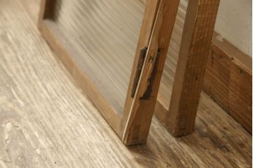 和製アンティーク　モールガラスとダイヤガラスがレトロな雰囲気を醸し出す小窓2枚セット(ガラス扉、建具)(R-060023)