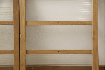和製アンティーク　モールガラスとダイヤガラスがレトロな雰囲気を醸し出す小窓2枚セット(ガラス扉、建具)(R-060023)