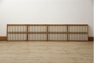 和製アンティーク　和の風情漂う障子入り小窓4枚セット(障子戸、引き戸、建具)(R-060024)