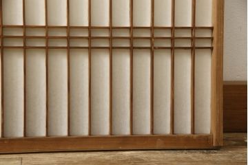 和製アンティーク　和の風情漂う障子入り小窓4枚セット(障子戸、引き戸、建具)(R-060024)