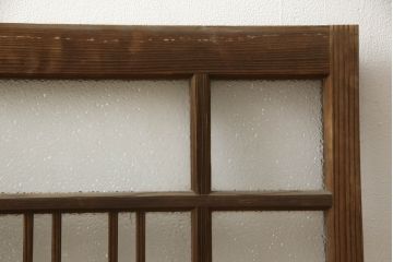 和製アンティーク　木枠のデザインが昭和な雰囲気を醸し出すガラス窓2枚セット(ガラス戸、引き戸、建具)(R-060027)