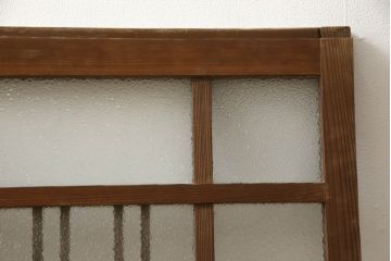 和製アンティーク　木枠のデザインが昭和な雰囲気を醸し出すガラス窓2枚セット(ガラス戸、引き戸、建具)(R-060027)