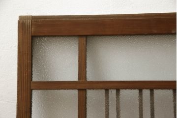 和製アンティーク　木枠のデザインが昭和な雰囲気を醸し出すガラス窓2枚セット(ガラス戸、引き戸、建具)(R-060027)