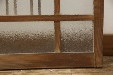 和製アンティーク　木枠のデザインが昭和な雰囲気を醸し出すガラス窓2枚セット(ガラス戸、引き戸、建具)(R-060027)