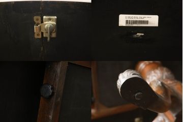 中古　美品　イギリス高級家具　MAITLAND SMITH(メートランドスミス)　天板の杢目と脚先まで凝ったつくりが目を引くダイニングテーブル(エクステンションテーブル、ラウンドテーブル、4人掛け、6人掛け)(定価約100万円)(R-060034)
