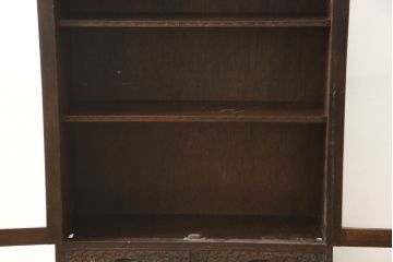 中古　美品　伝統工芸　軽井沢彫り　和モダンな雰囲気漂う本箱(収納棚、戸棚、ブックケース、書棚、飾り棚、キャビネット)(R-060035)
