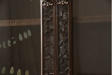 中古　美品　伝統工芸　軽井沢彫り　和モダンな雰囲気漂う本箱(収納棚、戸棚、ブックケース、書棚、飾り棚、キャビネット)(R-060035)