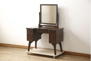 中古　美品　伝統民芸　松本民芸家具　角型一面鏡　上品な佇まいが魅力のドレッサー(鏡台、ミラー)(定価約38万円)(R-060048)