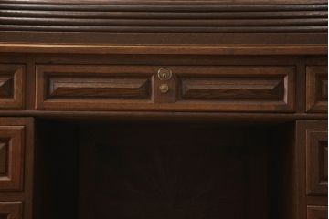 高級ビンテージ　凝った意匠が美しい組み立て式ロールトップデスク(ヴィンテージ、ワークデスク、机　在宅ワーク用、在宅用)(R-060065)