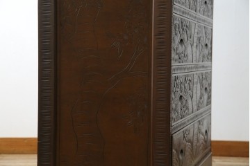 ★J様専用・決済用★中古　美品　伝統工芸　軽井沢彫り　満開の桜の彫刻が見事な衣装盆付きの重ね箪笥　(R-060068)