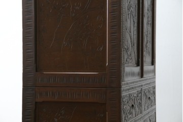 ★J様専用・決済用★中古　美品　伝統工芸　軽井沢彫り　満開の桜の彫刻が見事な衣装盆付きの重ね箪笥　(R-060068)