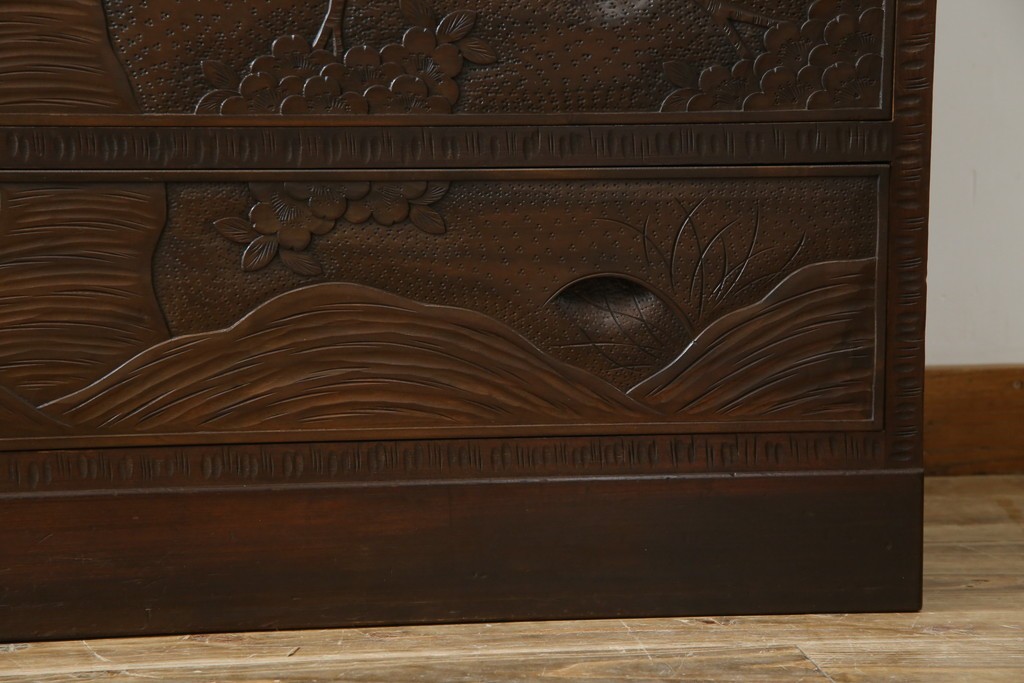 ★J様専用・決済用★中古　美品　伝統工芸　軽井沢彫り　満開の桜の彫刻が見事な衣装盆付きの重ね箪笥　(R-060068)