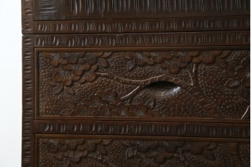 ★J様専用・決済用★中古　美品　伝統工芸　軽井沢彫り　満開の桜の彫刻が見事な衣装盆付きの重ね箪笥　(R-060068)