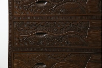 ★J様専用・決済用★中古　美品　伝統工芸　軽井沢彫り　満開の桜の彫刻が見事な衣装盆付きの重ね箪笥　(R-060068)