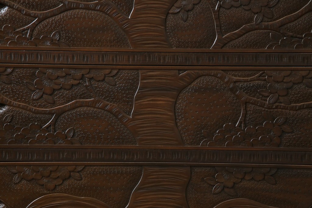 ★J様専用・決済用★中古　美品　伝統工芸　軽井沢彫り　満開の桜の彫刻が見事な衣装盆付きの重ね箪笥　(R-060068)