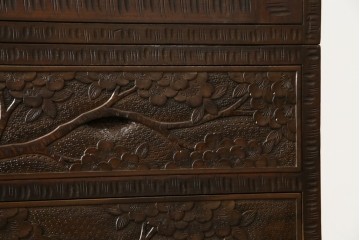 ★J様専用・決済用★中古　美品　伝統工芸　軽井沢彫り　満開の桜の彫刻が見事な衣装盆付きの重ね箪笥　(R-060068)