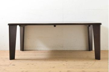 中古 北海道民芸家具 #404高座卓 #694高座椅子(板座) 希少な絶版品! シックで落ち着いた空間づくりに活躍する高座卓ダイニングセット(ダイニングテーブル、4人掛け、4P、ダイニングチェア、板座チェア、椅子、イス、いす、食卓)(定価約52万円)(R-060091)