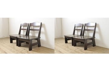 中古 北海道民芸家具 #404高座卓 #694高座椅子(板座) 希少な絶版品! シックで落ち着いた空間づくりに活躍する高座卓ダイニングセット(ダイニングテーブル、4人掛け、4P、ダイニングチェア、板座チェア、椅子、イス、いす、食卓)(定価約52万円)(R-060091)