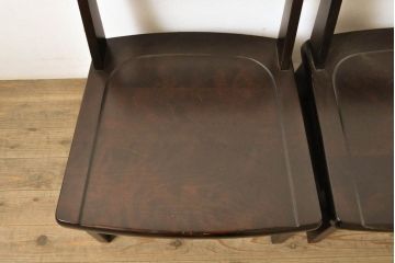 中古 北海道民芸家具 #404高座卓 #694高座椅子(板座) 希少な絶版品! シックで落ち着いた空間づくりに活躍する高座卓ダイニングセット(ダイニングテーブル、4人掛け、4P、ダイニングチェア、板座チェア、椅子、イス、いす、食卓)(定価約52万円)(R-060091)