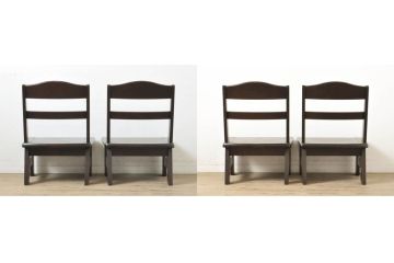 中古 北海道民芸家具 #404高座卓 #694高座椅子(板座) 希少な絶版品! シックで落ち着いた空間づくりに活躍する高座卓ダイニングセット(ダイニングテーブル、4人掛け、4P、ダイニングチェア、板座チェア、椅子、イス、いす、食卓)(定価約52万円)(R-060091)